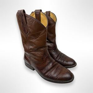 90s vintage smooth quill ostrich belly roper western boots